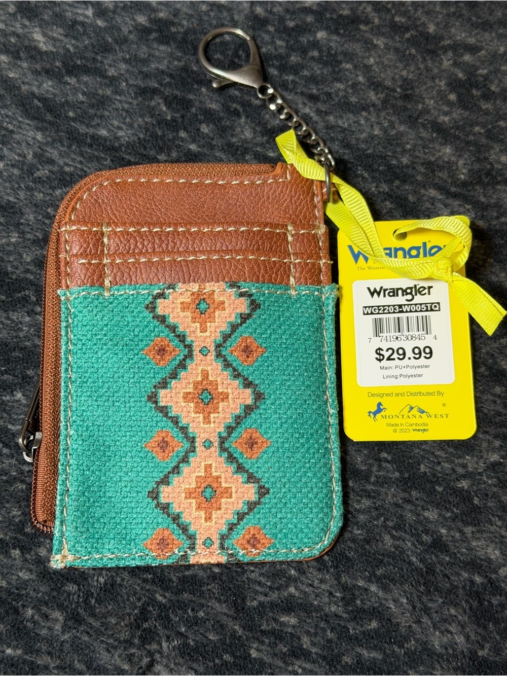 Wrangler Southwestern Turquoise Aztec Mini Wallet Card Case NWT